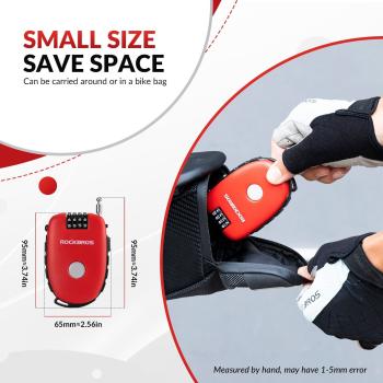 Preview: ROCKBROS | Mini Helmschloss – Kompaktes Kabelschloss für Fahrrad und Helm (94 cm)